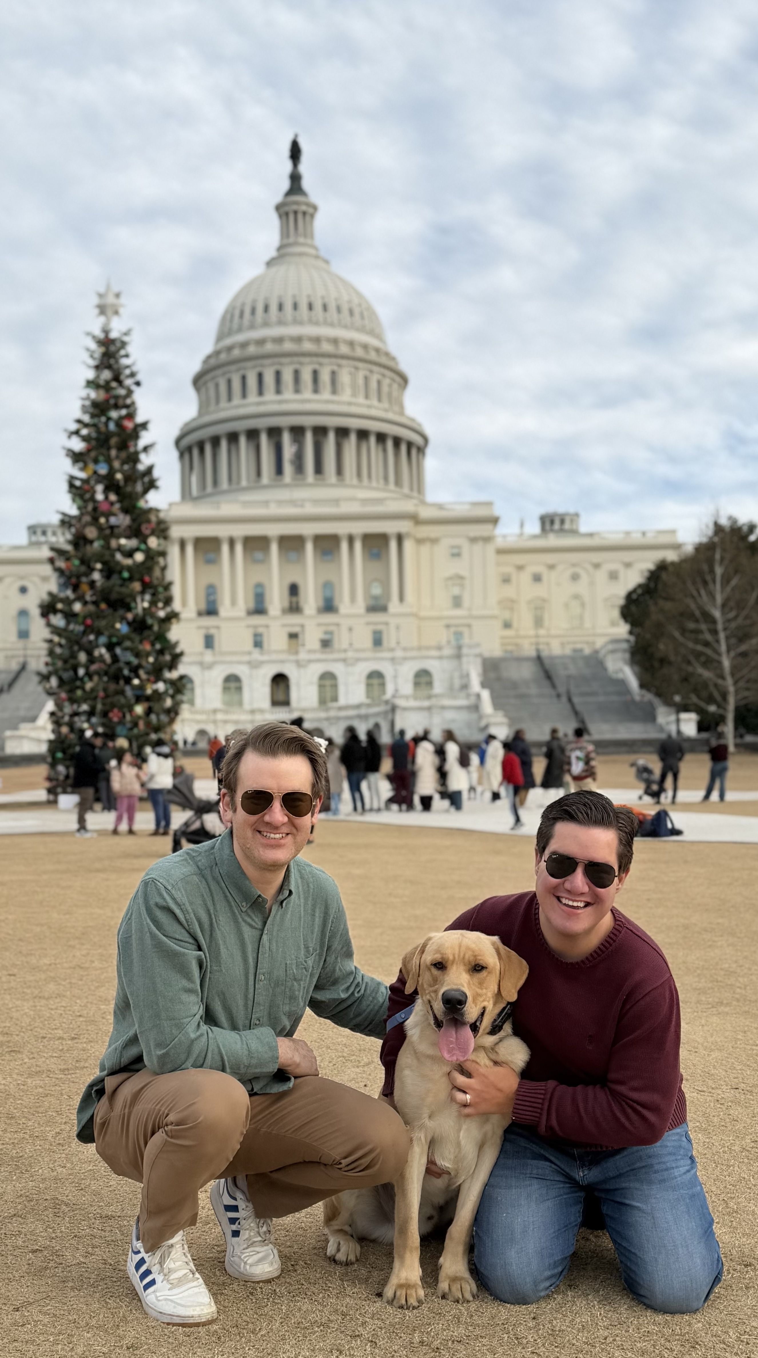 Caleb Hays-Reilly, Theodore Hays-Reilly, and James Hays-Reilly at the U.S. Capitol at Christmastime
